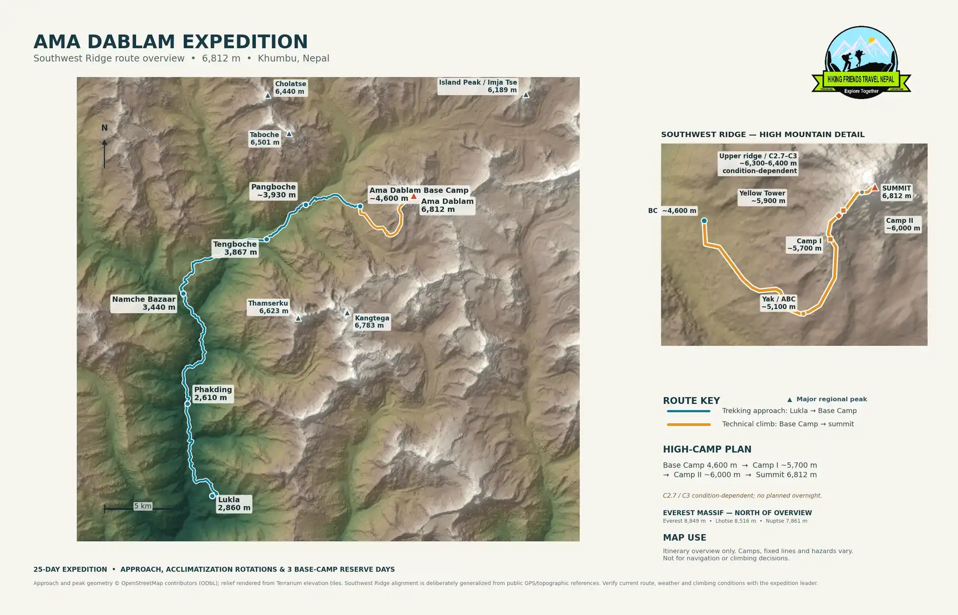 Ama Dablam Expedition (6,812m) – 20 Days map